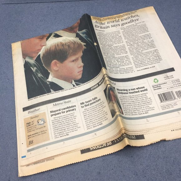 Sunday Star Tribune Diana September 7 1997 Minneapolis Englands Rose At Rest - Picture 3 of 3